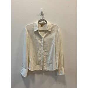 Patrick Christopher 100% Silk Blouse Size 14 Cream White Long Sleeve Blouse